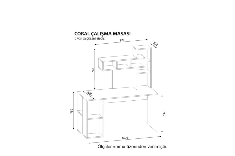 Coralle Skrivbord 140 cm med Förvaring Hyllor - Vit/Valnötsbrun - Möbler - Bord & matgrupper - Kontorsbord - Skrivbord