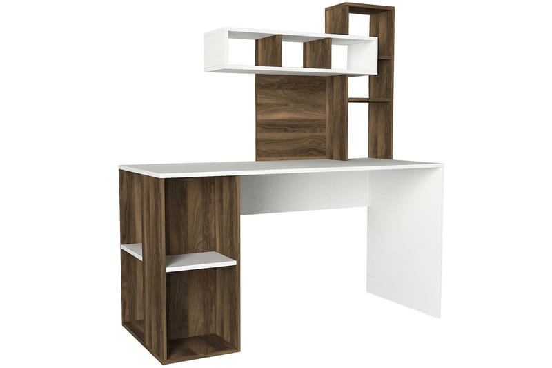 Coralle Skrivbord 140 cm med Förvaring Hyllor - Vit/Valnötsbrun - Möbler - Bord & matgrupper - Kontorsbord - Skrivbord