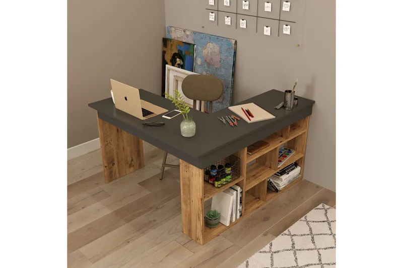 Dalran Skrivbord 129 cm - Natur/Svart - Möbler - Bord & matgrupper - Kontorsbord - Skrivbord