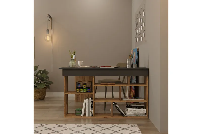 Dalran Skrivbord 129 cm - Natur/Svart - Möbler - Bord & matgrupper - Kontorsbord - Skrivbord