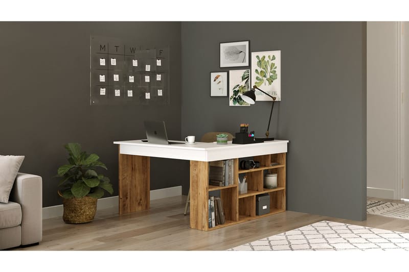 Dalran Skrivbord 129 cm - Natur/Vit - Möbler - Bord & matgrupper - Kontorsbord - Skrivbord