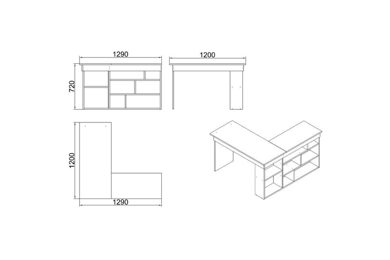 Dalran Skrivbord 129 cm - Natur/Vit - Möbler - Bord & matgrupper - Kontorsbord - Skrivbord