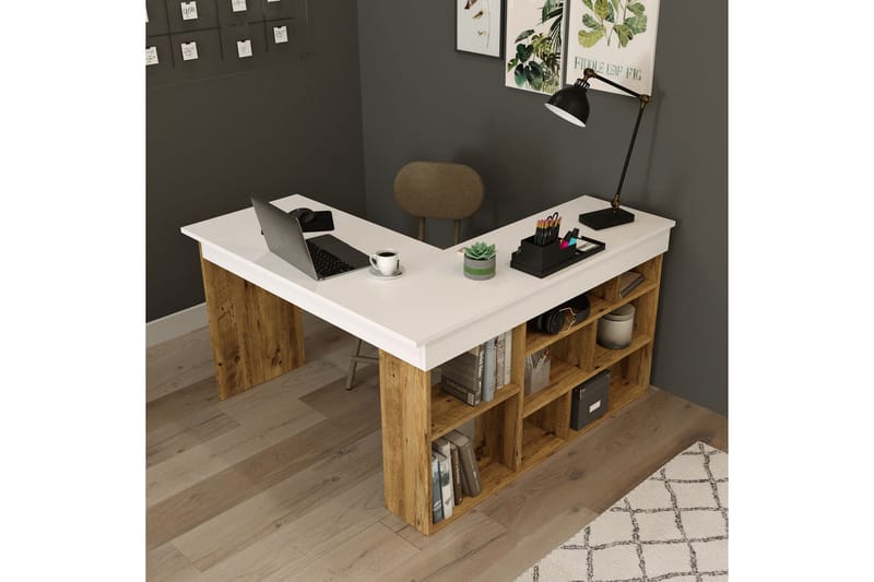 Dalran Skrivbord 129 cm - Natur/Vit - Möbler - Bord & matgrupper - Kontorsbord - Skrivbord