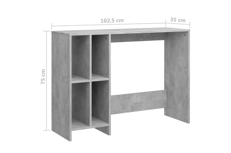 Datorbord betonggrå 102,5x35x75 cm spånskiva - Grå - Skrivbord