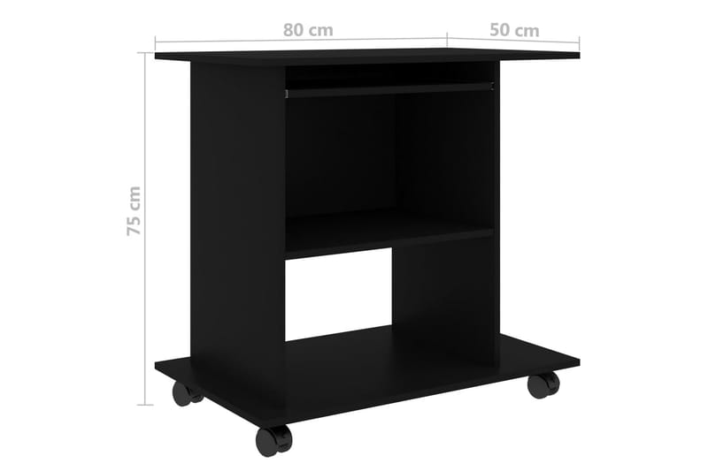 Datorbord svart 80x50x75 cm spånskiva - Svart - Skrivbord