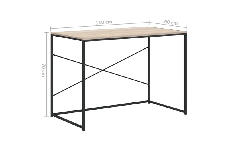 Datorbord svart och ek 110x60x70 cm spånskiva - Brun - Möbler - Bord & matgrupper - Kontorsbord - Skrivbord