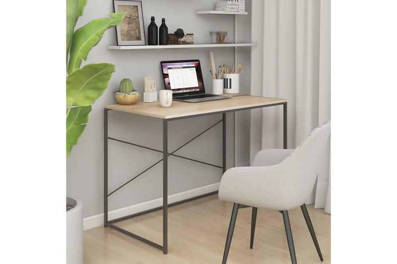 Datorbord svart och ek 110x60x70 cm spånskiva - Brun - Möbler - Bord & matgrupper - Kontorsbord - Skrivbord