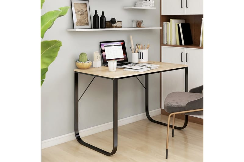 Datorbord svart och ek 110x60x73 cm spånskiva - Brun - Möbler - Bord & matgrupper - Kontorsbord - Skrivbord