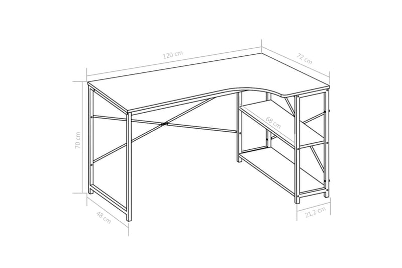 Datorbord vit 120x72x70 cm - Vit - Skrivbord