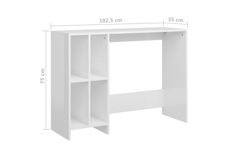 Datorbord vit högglans 102,5x35x75 cm spånskiva - Vit - Möbler - Bord & matgrupper - Kontorsbord - Skrivbord