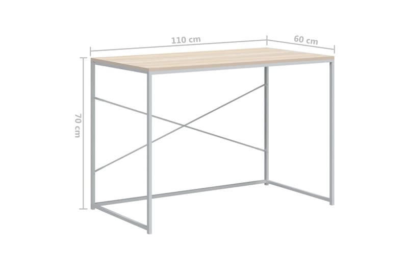 Datorbord vit och ek 110x60x70 cm spånskiva - Brun - Skrivbord