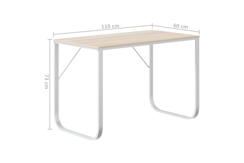 Datorbord vit och ek 110x60x73 cm spånskiva - Brun - Möbler - Bord & matgrupper - Kontorsbord - Skrivbord