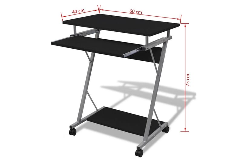 Datorskrivbord med utdragbar hylla för tangentbordet svart - Svart - Möbler - Bord & matgrupper - Kontorsbord - Skrivbord