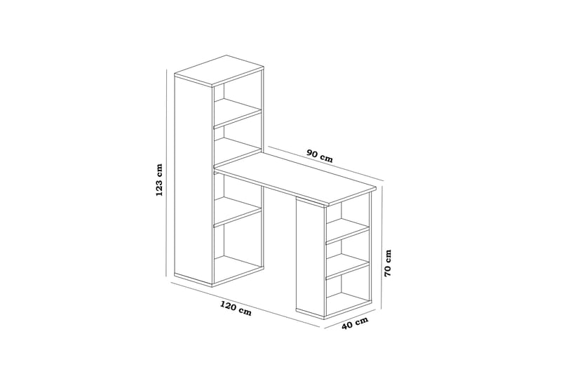 Decorotika Skrivbord 120 cm med Förvaring Hyllor - Vit - Skrivbord