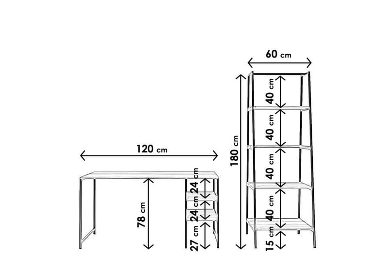 Deluxus Skrivbord 120x180x120 cm med förvaring - Brun - Skrivbord