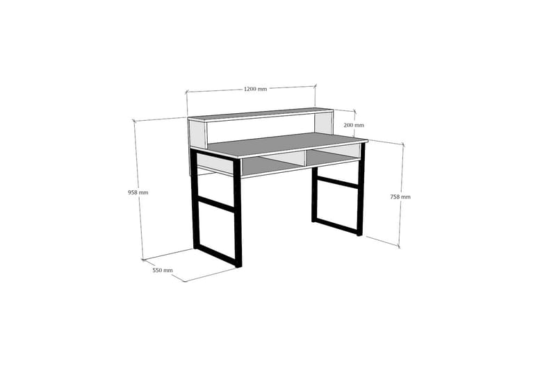 Dengeze Skrivbord 120 cm med Förvaring Hyllor - Vit/Svart - Möbler - Bord & matgrupper - Kontorsbord - Skrivbord