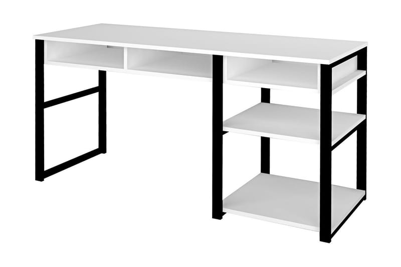 Dengeze Skrivbord 150 cm med Förvaring 5 Hyllor - Vit/Svart - Möbler - Bord & matgrupper - Kontorsbord - Skrivbord