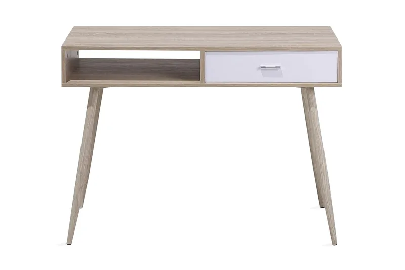 Deora Skrivbord 100 cm med Förvaring Låda + Hylla, Ljusbrun/Vi