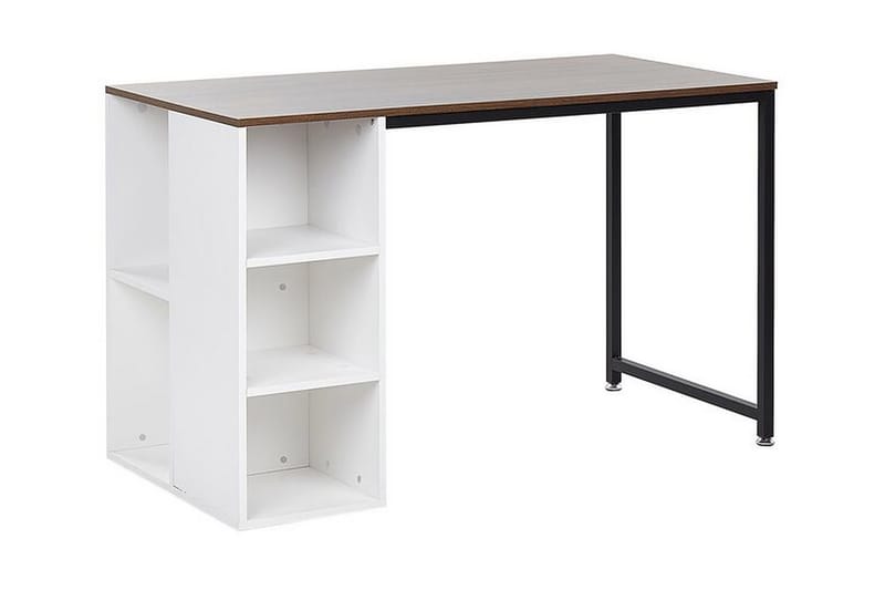 Dese Skrivbord 120 cm med Förvaring - Mörkt Trä/Vit - Skrivbord