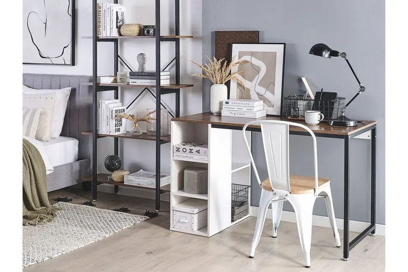 Dese Skrivbord 120 cm med Förvaring - Mörkt Trä/Vit - Möbler - Bord & matgrupper - Kontorsbord - Skrivbord
