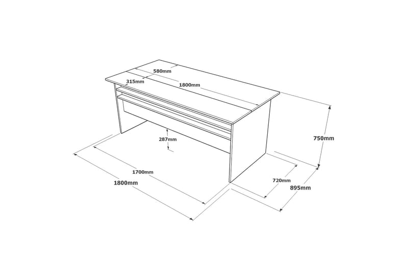 Desgrar Skrivbord 180 cm - Brun/Betonggrå/Antracit - Möbler - Bord & matgrupper - Kontorsbord - Skrivbord