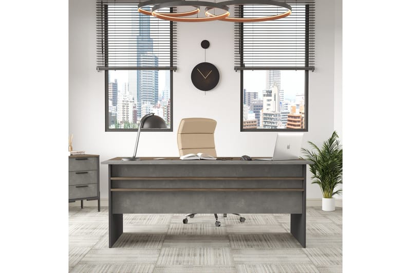 Desgrar Skrivbord 180 cm - Brun/Betonggrå/Antracit - Möbler - Bord & matgrupper - Kontorsbord - Skrivbord