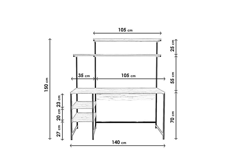 Dunalka Skrivbord 140x150x140 cm med förvaring - Ek - Möbler - Bord & matgrupper - Kontorsbord - Skrivbord