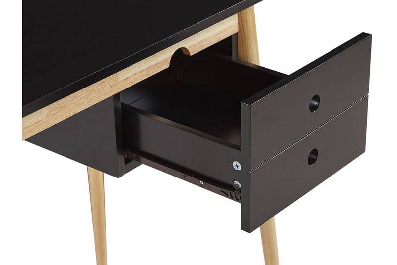 Ebeme Skrivbord 106 cm med Förvaring 2 Lådor - Svart/Ljusbrun - Skrivbord