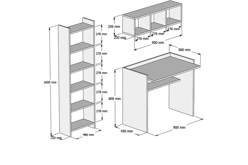 Edging Kontorsmöbelset 90 cm - Vit - Möbler - Bord & matgrupper - Kontorsbord - Skrivbord