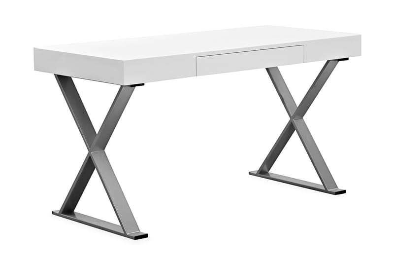 Effie Skrivbord 120 cm med Förvaring Låda - Vit/Krom - Skrivbord - Datorbord