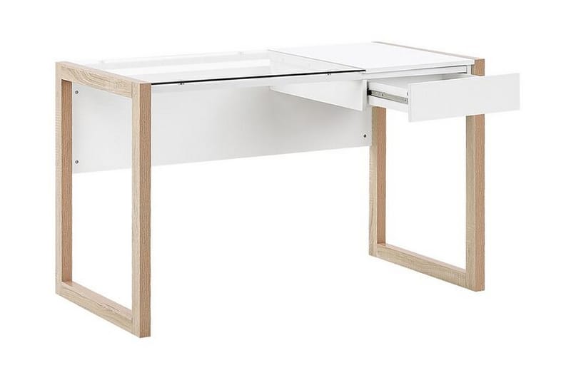 Ejenks Skrivbord 120 cm med Förvaring Låda - Vit/Ljust Trä - Skrivbord