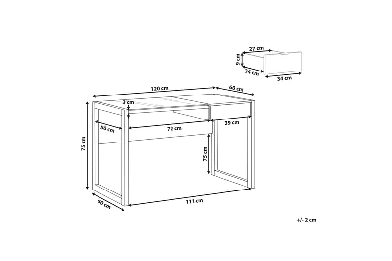 Ejenks Skrivbord 120 cm med Förvaring Låda - Vit/Ljust Trä - Möbler - Bord & matgrupper - Kontorsbord - Skrivbord
