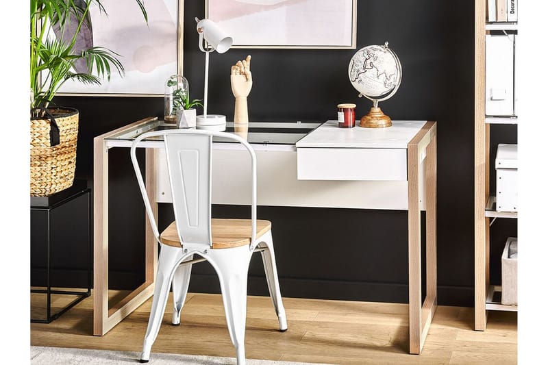Ejenks Skrivbord 120 cm med Förvaring Låda - Vit/Ljust Trä - Möbler - Bord & matgrupper - Kontorsbord - Skrivbord