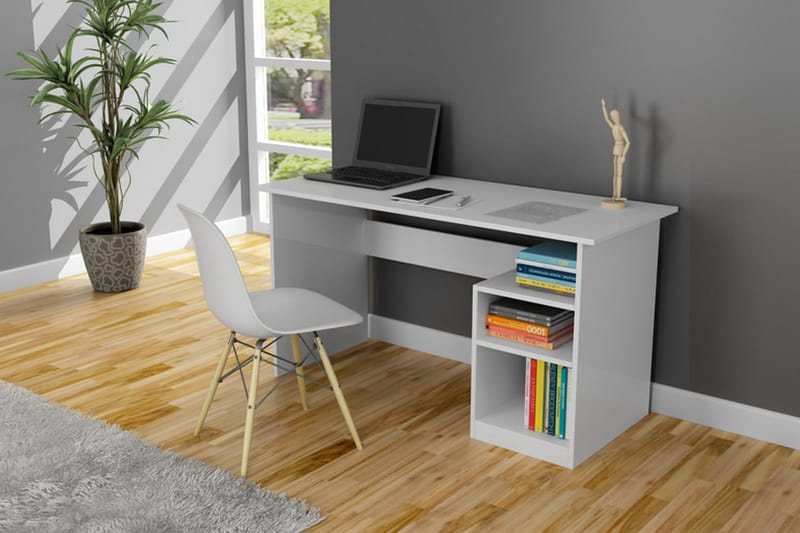Elegancia Skrivbord 120 cm med Förvaring 2 Hyllor - Vit - Möbler - Bord & matgrupper - Kontorsbord - Skrivbord