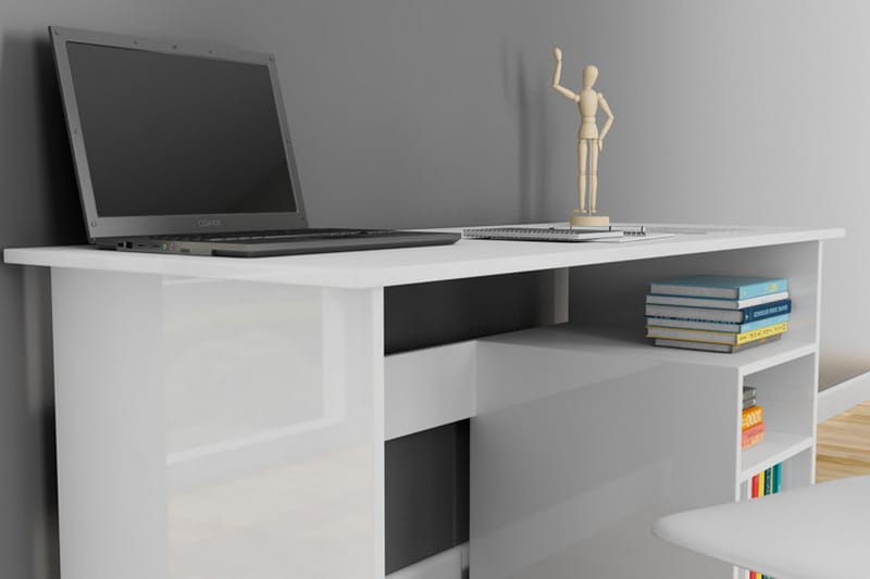 Elegancia Skrivbord 120 cm med Förvaring 2 Hyllor - Vit - Skrivbord