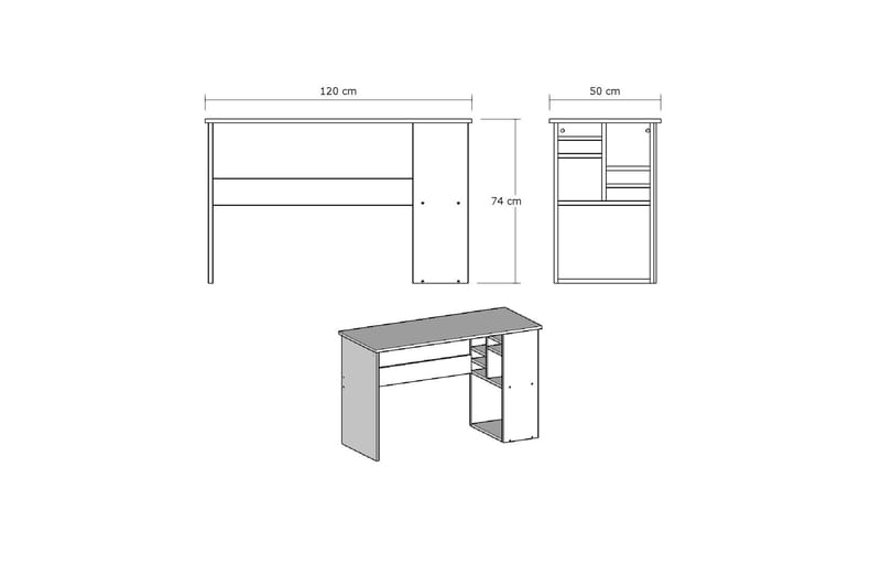 Elegancia Skrivbord 120 cm med Förvaring Hyllor - Vit - Skrivbord