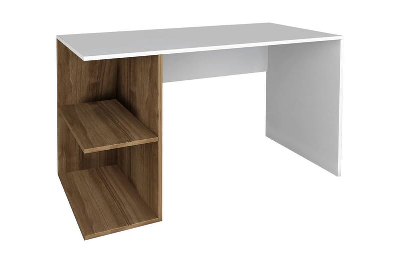 Elegancia Skrivbord 120 cm med Förvaring Hyllor - Vit/Valnötsbrun - Skrivbord