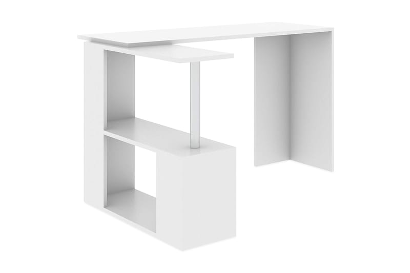 Elegancia Skrivbord 130 cm med Förvaring Hyllor L-form - Vit - Skrivbord