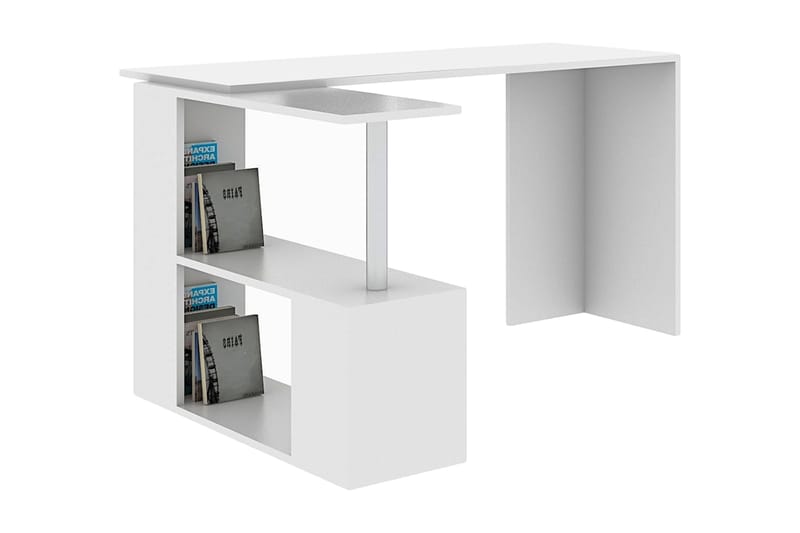 Elegancia Skrivbord 130 cm med Förvaring Hyllor L-form - Vit - Möbler - Bord & matgrupper - Kontorsbord - Skrivbord