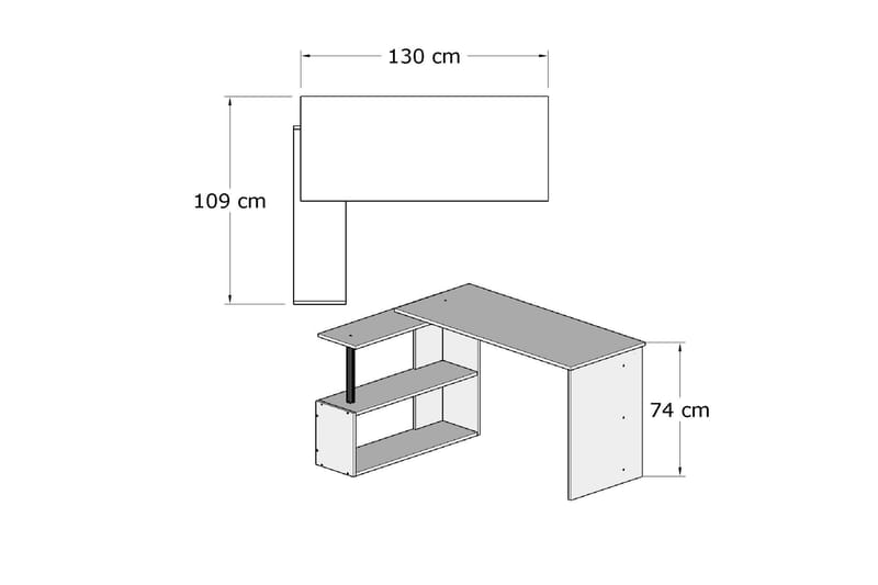 Elegancia Skrivbord 130 cm med Förvaring Hyllor L-form - Vit - Möbler - Bord & matgrupper - Kontorsbord - Skrivbord