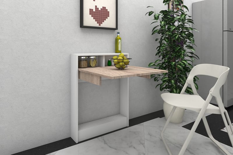Elegancia Väggskrivbord 70 cm med Förvaring Hylla Utfällbart - Trä - Möbler - Bord & matgrupper - Kontorsbord - Skrivbord