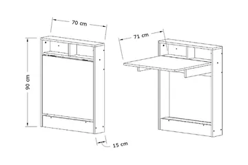 Elegancia Väggskrivbord 70 cm med Förvaring Hylla Utfällbart - Vit - Möbler - Bord & matgrupper - Kontorsbord - Skrivbord