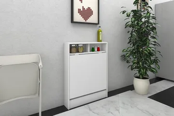 Elegancia Väggskrivbord 70 cm med Förvaring Hylla Utfällbart - Vit - Möbler - Bord & matgrupper - Kontorsbord - Skrivbord