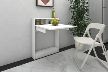 Elegancia Väggskrivbord 70 cm med Förvaring Hylla Utfällbart - Vit - Möbler - Bord & matgrupper - Kontorsbord - Skrivbord