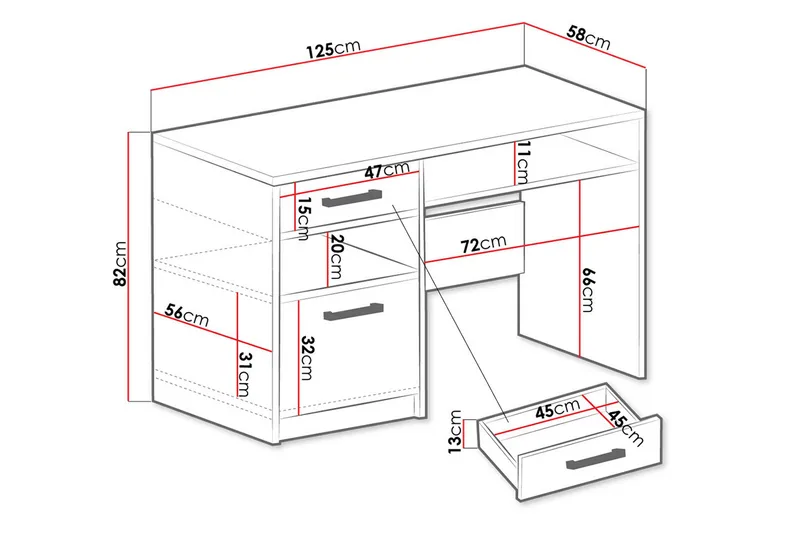 Escaldes Skrivbord 125 cm - Lila - Möbler - Bord & matgrupper - Kontorsbord - Skrivbord