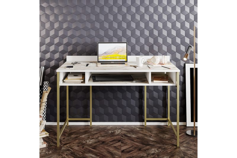 Fagersanna Skrivbord 120 cm med Förvaring 3 Hyllor - Guld - Möbler - Bord & matgrupper - Kontorsbord - Skrivbord