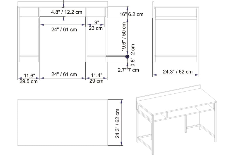 Fagersanna Skrivbord 120 cm med Förvaring Hyllor - Vit - Skrivbord