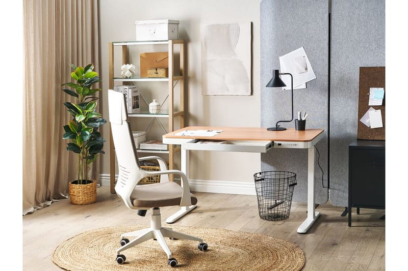 Farhan Skrivbord 60x120 cm - Vit/Ljust trä - Möbler - Bord & matgrupper - Kontorsbord - Skrivbord - Höj och sänkbart skrivbord