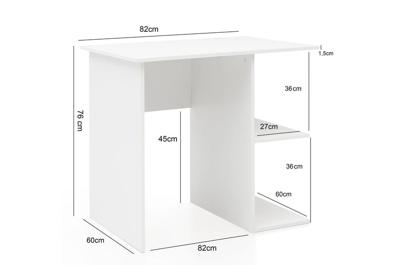 Farleys Skrivbord 82 cm med Förvaring Hyllor - Vit - Möbler - Bord & matgrupper - Kontorsbord - Skrivbord