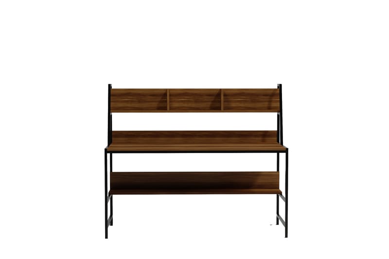 Faydali Skrivbord 140 cm med Förvaring Hyllor - Mörkbrun/Svart - Möbler - Bord & matgrupper - Kontorsbord - Skrivbord